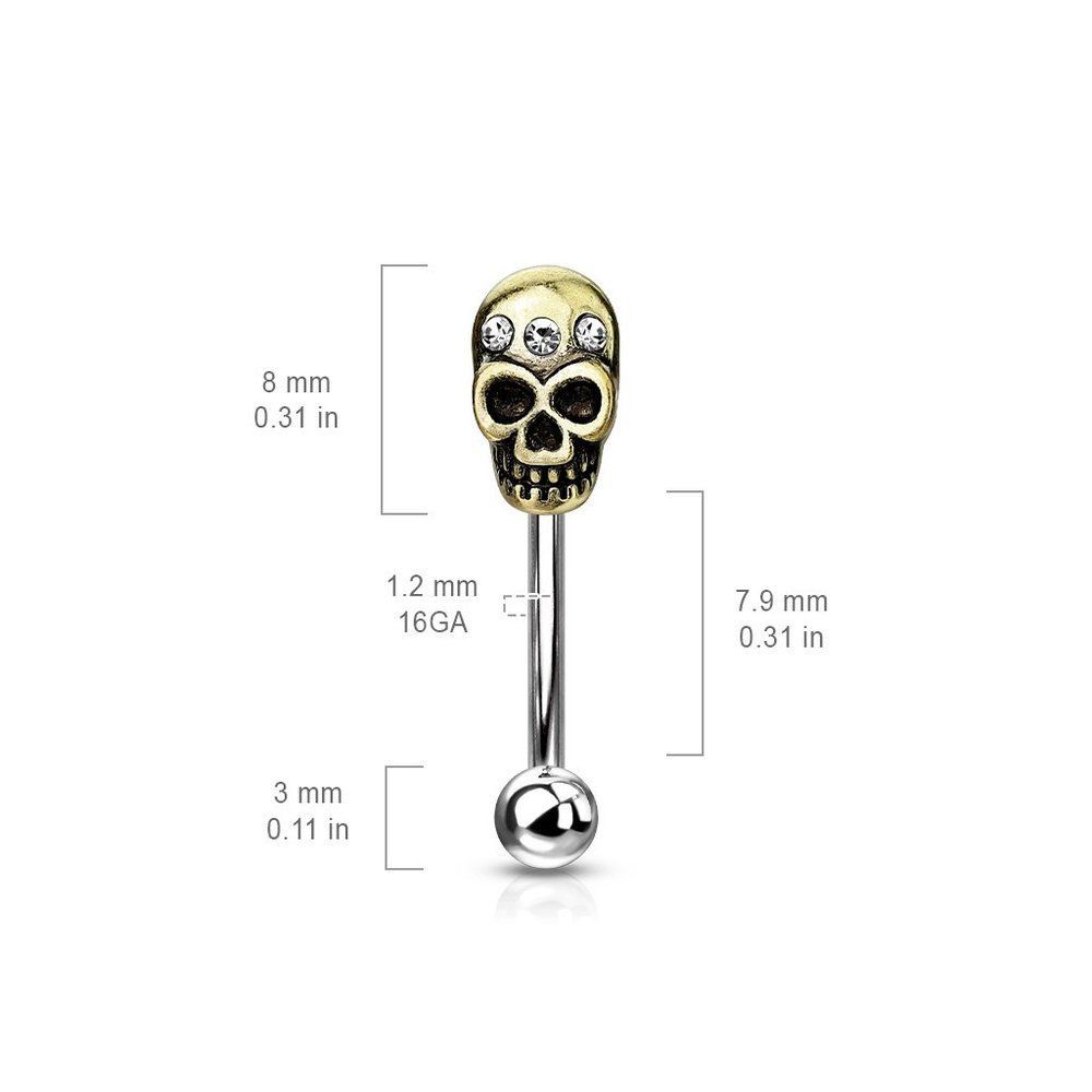 316l Surgical Steel Curved Eyebrow Rings With Skull